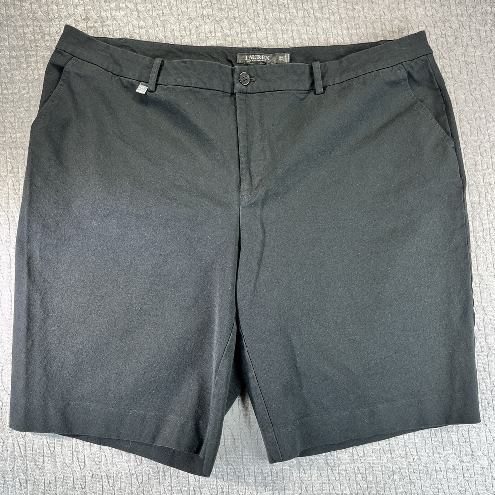 Lauren Ralph Lauren Shorts Men 18W Black Chino Walking Stretch Cotton